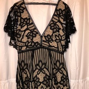 short lace black/ tan dress. NEVER WORN